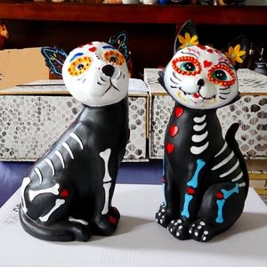 Day of the dead dog and cat figures